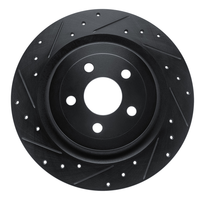 Ford Mustang Mach-E Brake Rotor (1) - Rear Left - R1 Concepts - Drilled & Slotted - Black - `21-`25